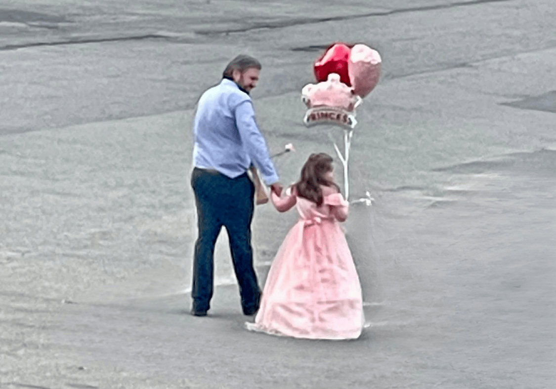 Father and Daughter dressed for ball.